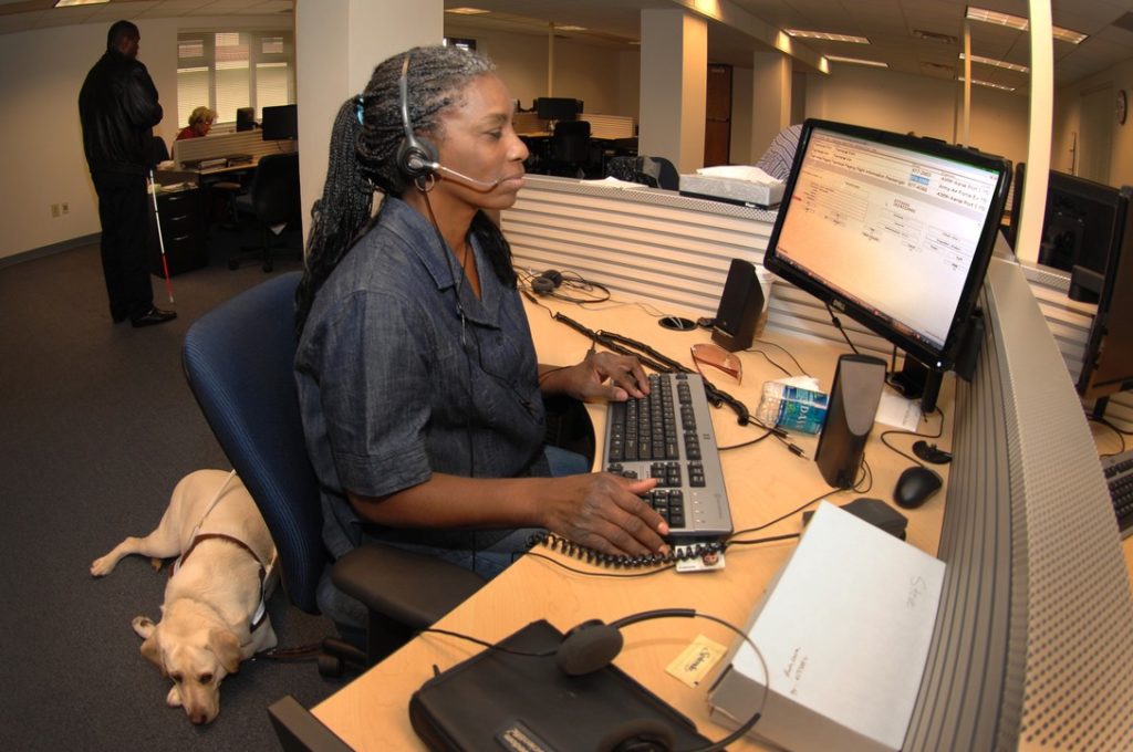 Blind person using a screen reader